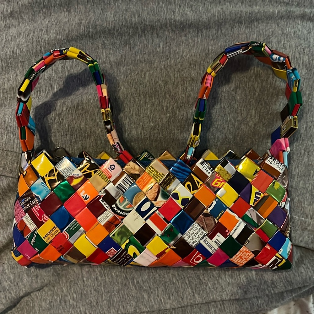 Recycled Label Wrappers Purse  Colorful Multi Color 90's Fashion